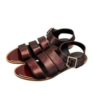 Calvin Klein 90's Roman Gladiator Burgundy Strappy Ankle Buckle Sandal Women 8